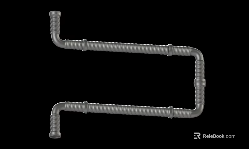 Two Silver Metal Pipes with Threaded Connectors on Black Background Industrial Design View 3d model 