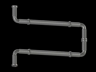 Two Silver Metal Pipes with Threaded Connectors on Black Background Industrial Design View 3d model