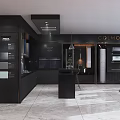 COLVO Black Showroom Featuring Modern Kitchen Cabinets Appliances And Countertops