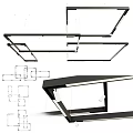 Modern Geometric Linear Chandelier With Black Metal Frame And LED Lighting 3d model