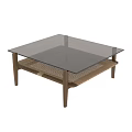 Modern Wooden Table Design With Glass Top And Woven Seat For Home
