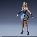 Game Movie Character With Cat Ear Headband Blue Outfit Black Accessories And Long Blonde Hair