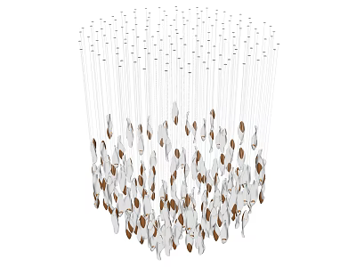 Modern Chandelier With Hanging Glass Elements In White And Brown Design 3d model