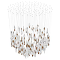 Modern Chandelier With Hanging Glass Elements In White And Brown Design