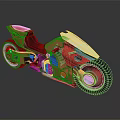 Red Futuristic Motorcycle Featuring White Front Fairing And Metallic Shiny Finish