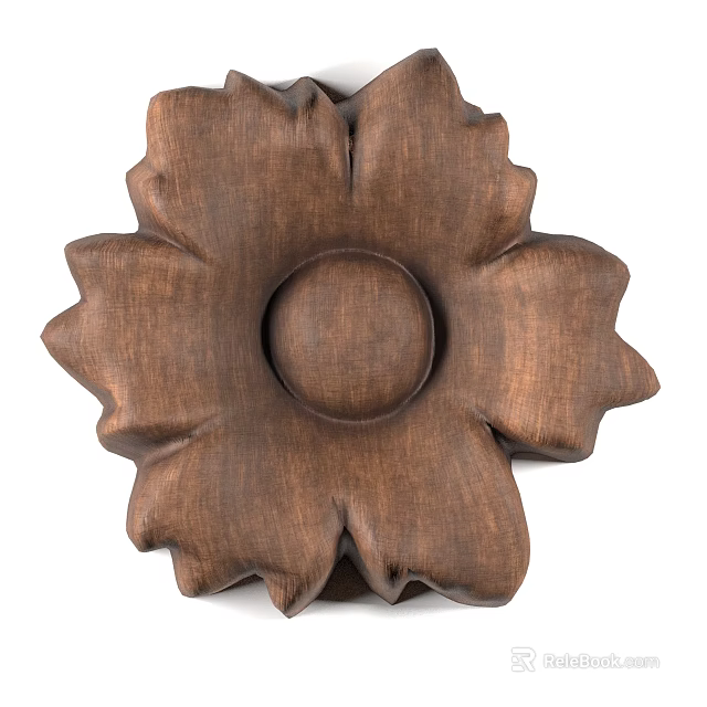 Wooden Flower Shaped Carving with Intricate Textured Surface Decorative Art Piece 3d model 