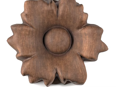 Wooden Flower Shaped Carving with Intricate Textured Surface Decorative Art Piece 3d model