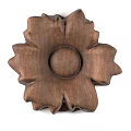 Wooden Flower Shaped Carving with Intricate Textured Surface Decorative Art Piece