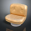 Elegant Gold Leather Single Seater Sofa with Button Tufted Backrest and Clear Round Base 3d model