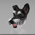 Lifelike Black And White Dog Head Decorative Furniture Ornament With Pink Tongue