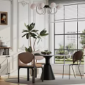 Elegant Bright French Style Dining And Living Room Interior With Comfortable Furniture And Spacious Windows