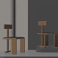 Minimalist Wooden Dining Chairs Featuring Square Backrest In Modern Light Gray Interior 3d model