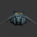 Futuristic Teal Spaceship With Yellow Details And Complex Mechanical Structure For Cosmic Exploration