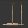 Ancient Weapons Featuring Wooden Handles Long Shaft Tools Short Hand Tool And Stone Base