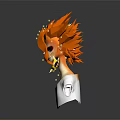 Game Movie Character With Orange Flame Hair White Spots Sharp Expression And White Top Bust