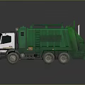 Green Functional Waste Collection Truck With White Cab And Dual Rear Wheels