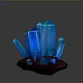 Blue Crystal Formation On Natural Stone Wood Base With Shiny Accents
