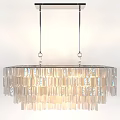 Modern Rectangular Chandelier With White Geometric Illuminated Panels For Interior Design 3d model