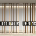 Modern Decorative Cabinet With Wooden Slats Background And Open Shelves For Books And Decor