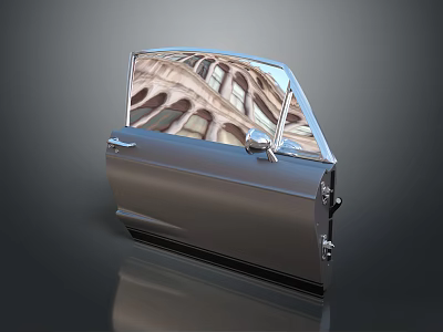 Modern Open Car Door With Metallic Finish Window And Interior Reflection Details 3d model