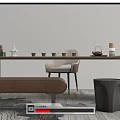 New Chinese Style Tea Table and Chair Tea Table and Chair Combination Tea Table Bench Tea Set Bar 3d model
