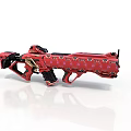 Modern Tactical Weapon With Red Body And Decorative Black Gold Patterns Design 3d model