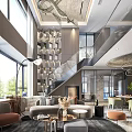 Spacious Loft Living Room With Modern Decor And Staircase