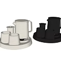 Modern Minimalist Tea Set With Black White Teapot Cups And Candle Holder Base