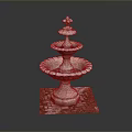 Three Tiered Stone Fountain With Classical Design And Square Base