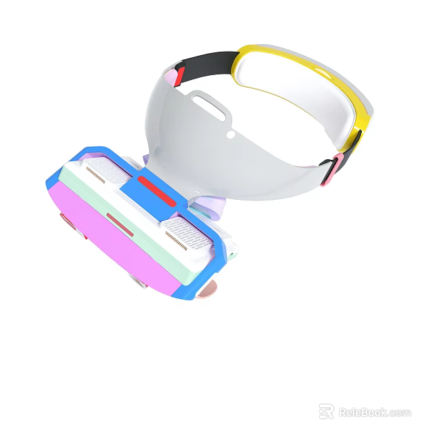 Colorful VR Headset with White Body Multicolor Accents and Adjustable Headband 3d model 