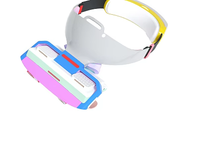 Colorful VR Headset with White Body Multicolor Accents and Adjustable Headband 3d model