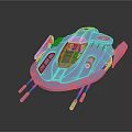 Futuristic White Spaceship Model With Streamlined Design Yellow Windows And Landing Gear
