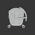 Stainless Steel Metal Trash Bin With Wheels And Black Spheres Inside