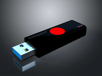 Kingston Black USB Flash Drive With Red Circle And Blue Connector For Daily Use 3d model Kingston Black USB Flash Drive With Red Circle And Blue Connector For Daily Use 3d model