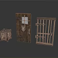 Vintage Style Household Items Including Wooden Door Barred Gate And Small Cage