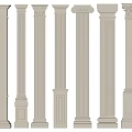 Roman Columns In Various Classical Styles With Decorative Capitals And Fluted Shafts