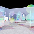 Alice + Olivia Exhibition Space With Transparent Structures And Colorful Light Effects
