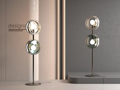Modern Floor Lamp With Transparent Glass Globes And Metal Stand Interior Design 3d model