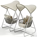 Modern Outdoor Swing Chair With Canopy Wicker Basket And Soft Cushions