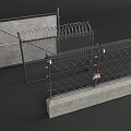 Modern style fence guardrail barbed wire 3d model