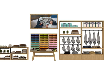 Wooden Display Shelves With Multi Tiered Layers For Organized Clothing Boxes Books And Accessories 3d model