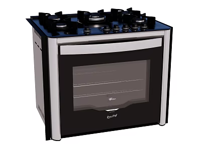 Modern Kitchen Appliance Gas Stove With Oven And Black Stainless Steel Design 3d model
