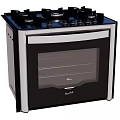 Modern Kitchen Appliance Gas Stove With Oven And Black Stainless Steel Design