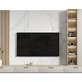 Elegant Modern TV Wall Design With Marble Panels And Floating Shelves 3d model