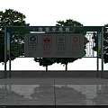 Garbage Classification Station With Green Canopy Trash Sorting Signs And Trees 3d model