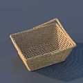 Garden Landscape Square Wicker Basket With Woven Texture And Shadow 3d model