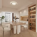Modern Living Dining Room With White Sofas Rug Coffee Tables TV Wall And Ceiling Light