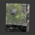 Rustic Stone Lantern On Moss Covered Ancient Stone Wall Structure