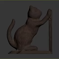 Brown Ceramic Standing Cat Shaped Bookend Shelf Decorative Ornament Piece 3d model