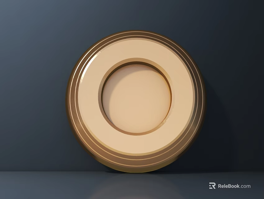 Elegant Circular Gold Beige Ring Design Wall Decor On Dark Background 3d model 
